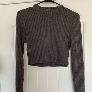 Forever 21 dark grey, textured mock neck, size medium